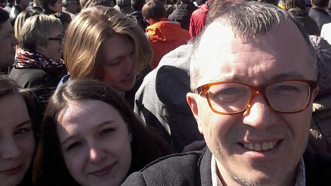 Alexey Petrov at the March protest in Irkutsk. The scene reminded him of his own generation 20 yrs ago — before Russians his age became jaded about politics. Alexey Petrov at the March protest in Irkutsk. The scene reminded him of his own generation 20 yrs ago — before Russians his age became jaded about politics.